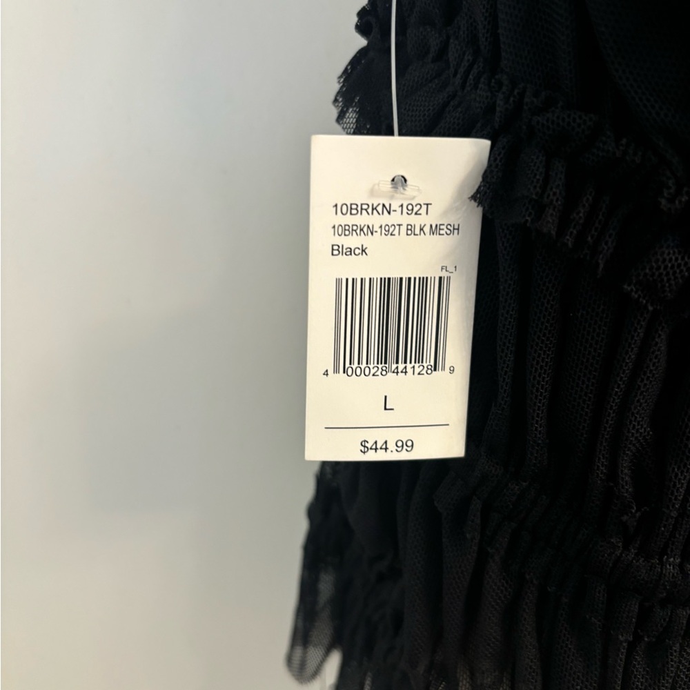Black Sheer Ruffle Crop Top - Picture 5 of 7